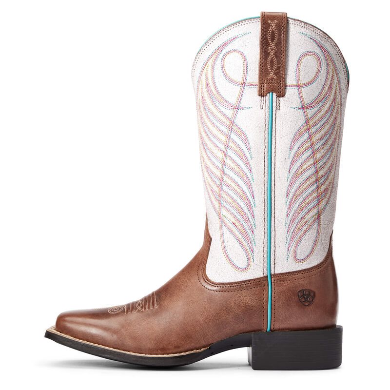 Ariat Western: Round Up Wide Square Toe Botas Western Mujer - Marrones / Rosas (AVNMS7069)